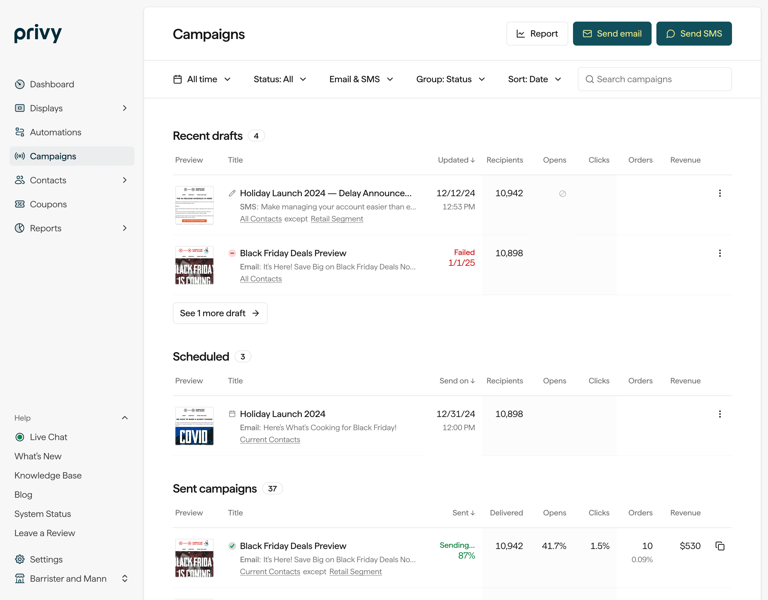 Privy campaigns index